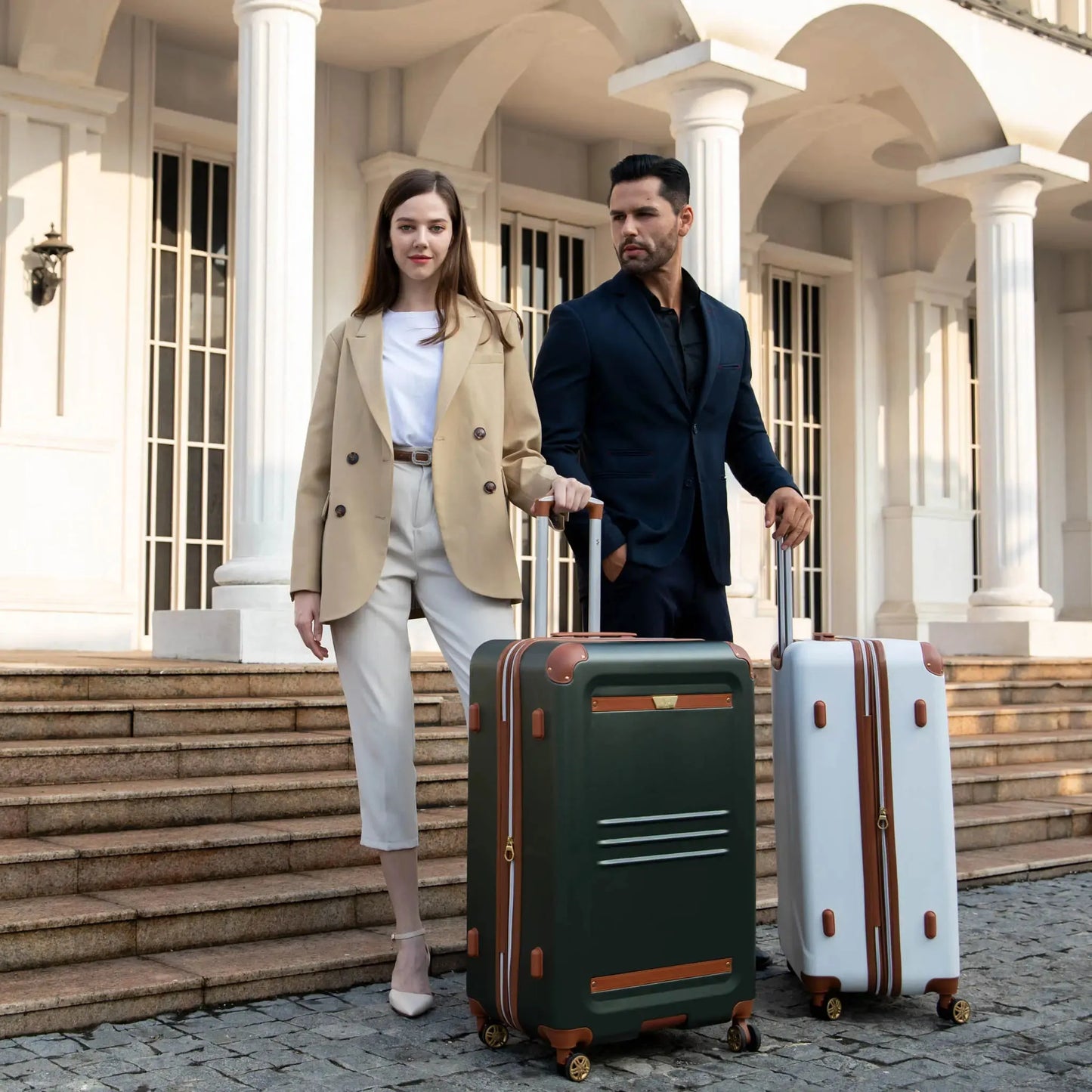 Vintage 3 Piece Expandable Retro Luggage Set - The Dock Drop