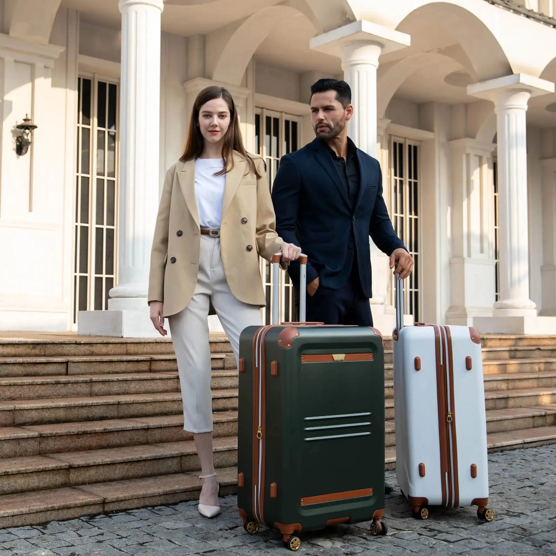 Vintage 3 Piece Expandable Retro Luggage Set - The Dock Drop