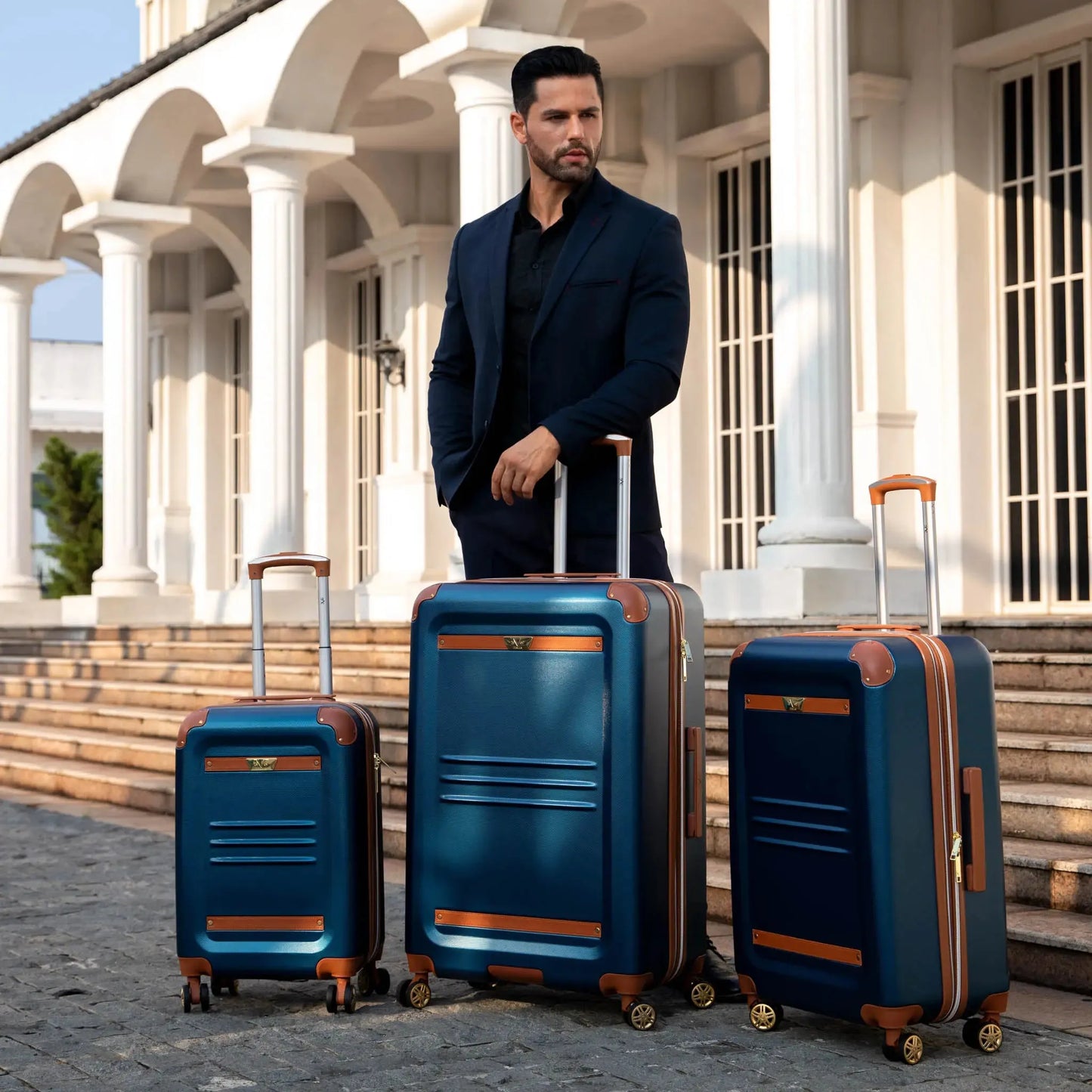 Vintage 3 Piece Expandable Retro Luggage Set - The Dock Drop