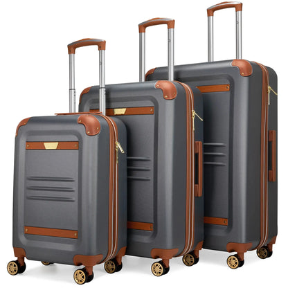 Vintage 3 Piece Expandable Retro Luggage Set - The Dock Drop