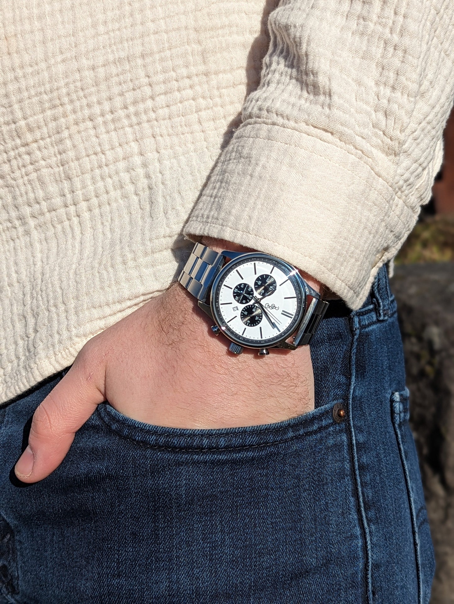 White and Black Chronograph - The Dock Drop