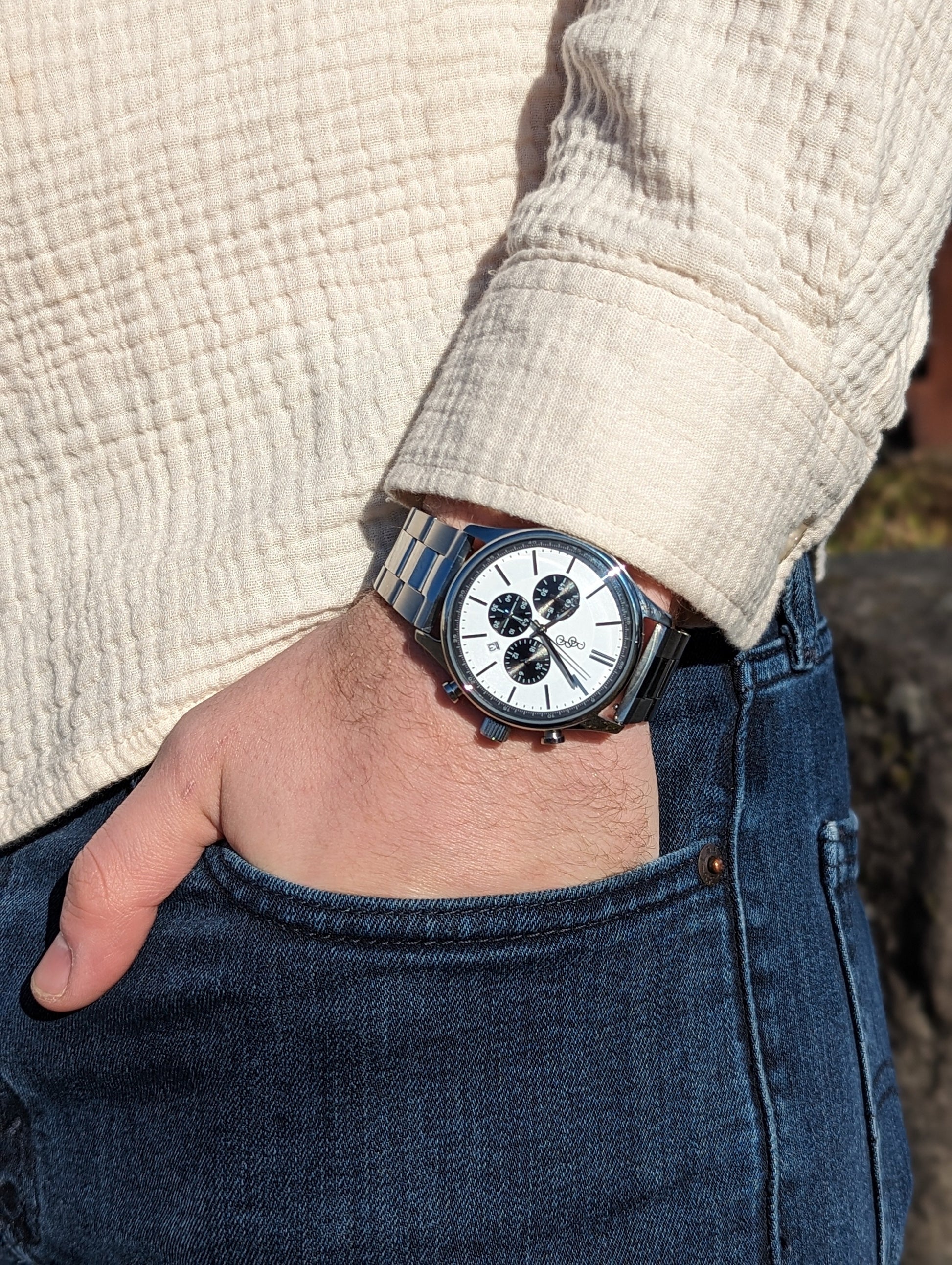 White and Black Chronograph - The Dock Drop
