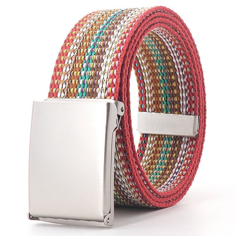 Teen Casual Canvas Belt – Adjustable, Striped Design