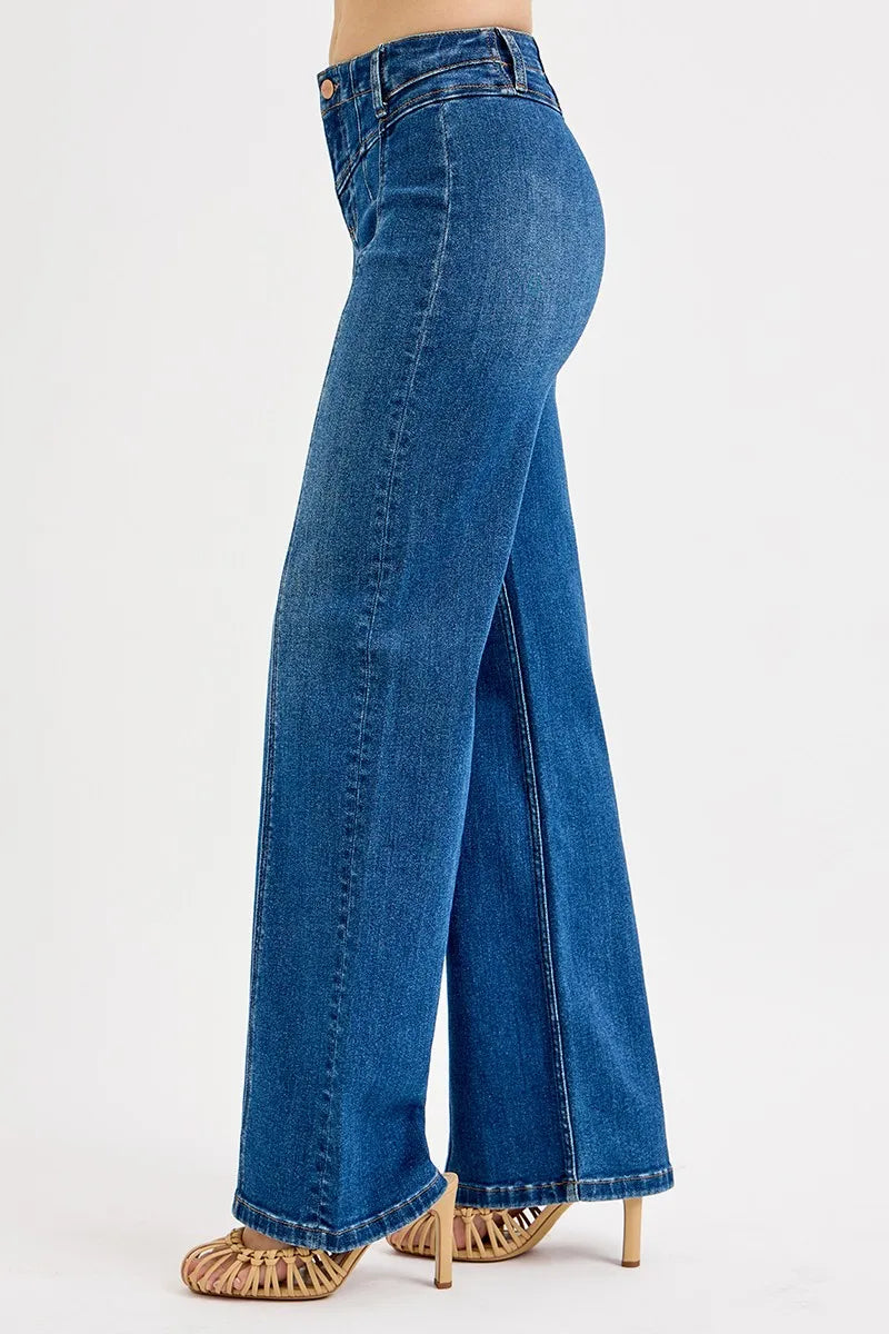 RISEN Seam Detail Wide Leg Jeans – Dark – 3(26)