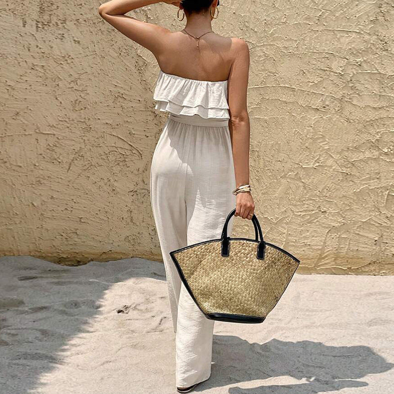 Women’s Sleeveless Wide-Leg Jumpsuit – Tie Waist & Travel-Ready - The Dock Drop