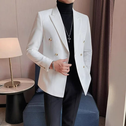 Men’s Double-Breasted Casual Blazer – Modern Slim Fit Jacket - The Dock Drop
