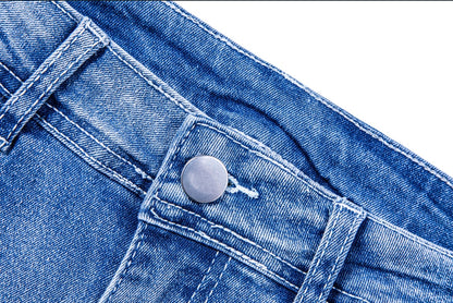 omen’s & Teens Distressed Denim Shorts — Mid-Rise, Button Fly, Frayed Hem - The Dock Drop