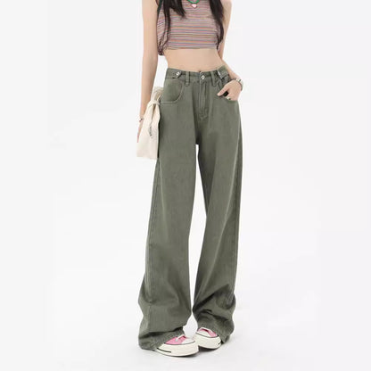 Marina Muse High-Waist Wide-Leg Jeans – Relaxed Slouch Fit (Green)