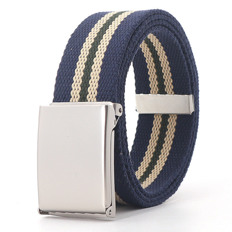 Teen Casual Canvas Belt – Adjustable, Striped Design