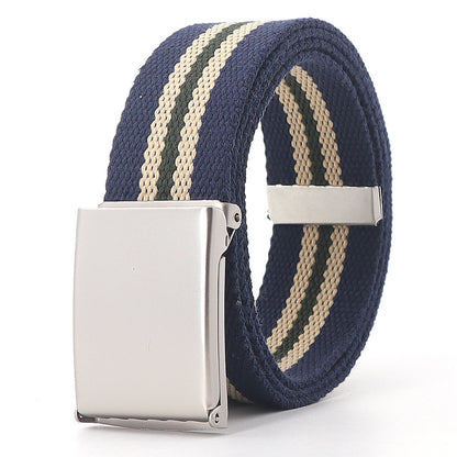 Teen Casual Canvas Belt – Adjustable, Striped Design