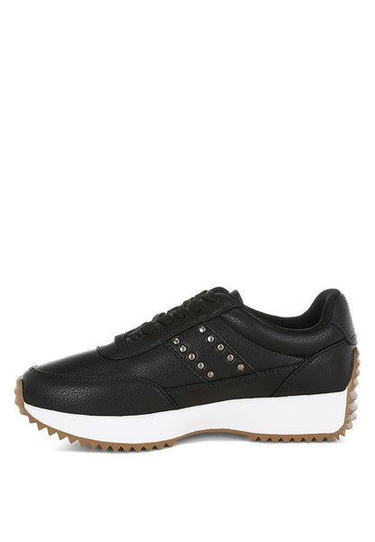Athion Studded Real Leather Sneakers – White – US-6 / UK-4 / EU-37