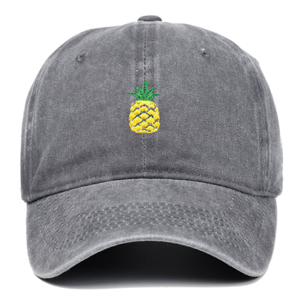 Pineapple Embroidered Dad Cap – Washed Cotton, Adjustable