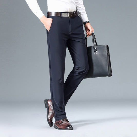 Men’s High Elastic Ice Silk Business Casual Pants