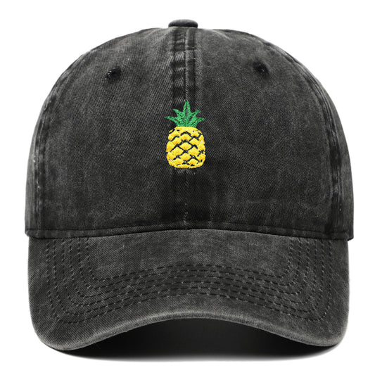 Pineapple Embroidered Dad Cap – Washed Cotton, Adjustable