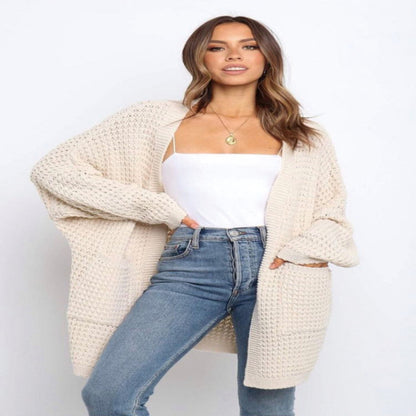 Open-Front Chunky Knit Cardigan – Cozy Longline Layer