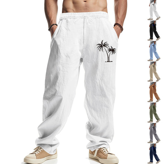 Men’s Casual Linen Blend Beach Pants – Relaxed Fit Trousers