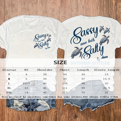 Women’s Round-Neck Graphic Tee – Turtle Print, Soft Cotton Blend - The Dock Drop