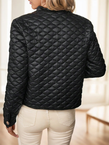 Women’s Quilted Short Jacket – Diamond Pattern, Lightweight Warmth