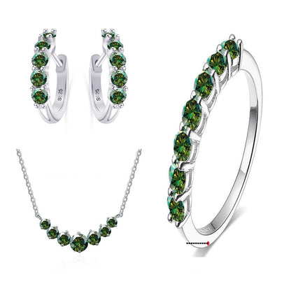 Emerald Horizon Moissanite Jewelry Set