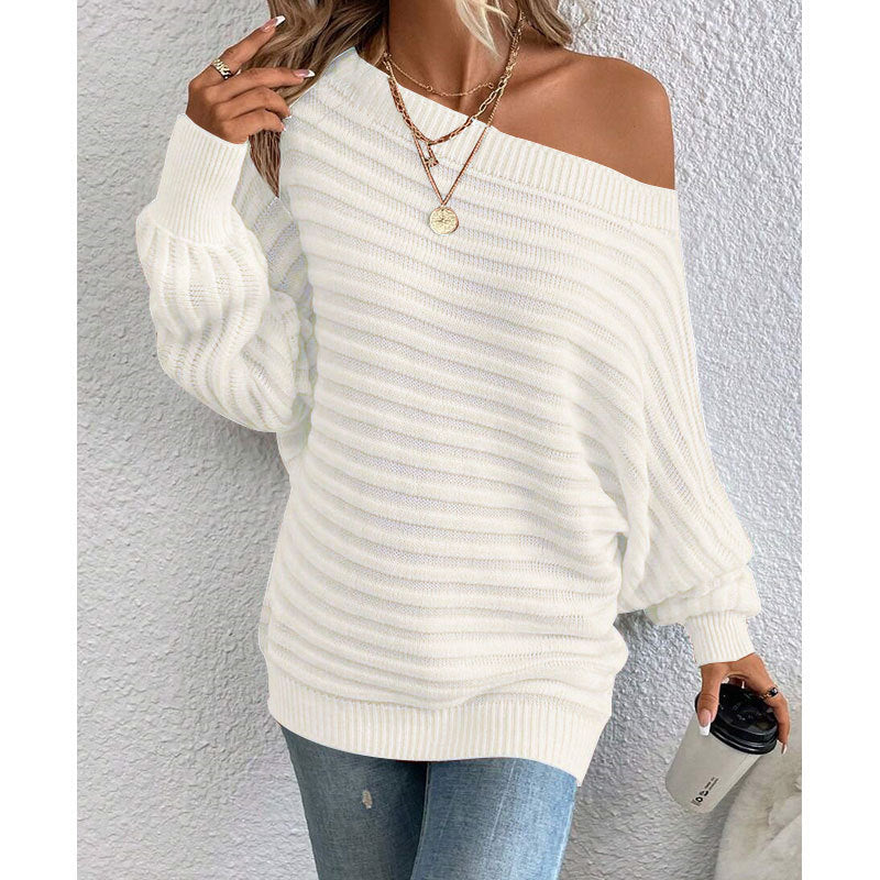 Harbor Breeze Sweater – Off-Shoulder Knit Pullover - The Dock Drop