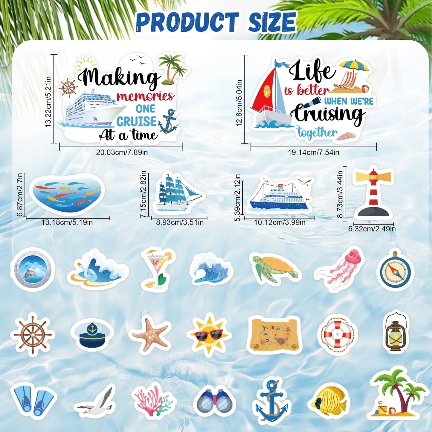 27 Pcs Large Nautical Cruise Ship Magnets