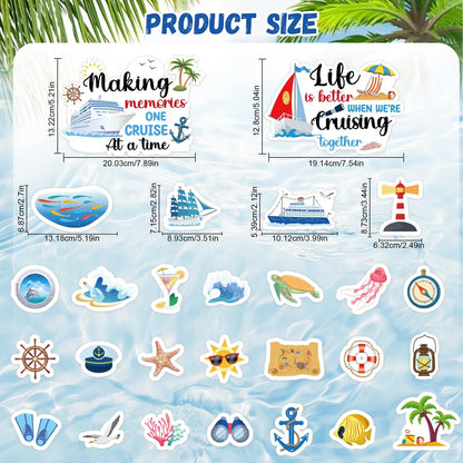 27 Pcs Large Nautical Cruise Ship Magnets