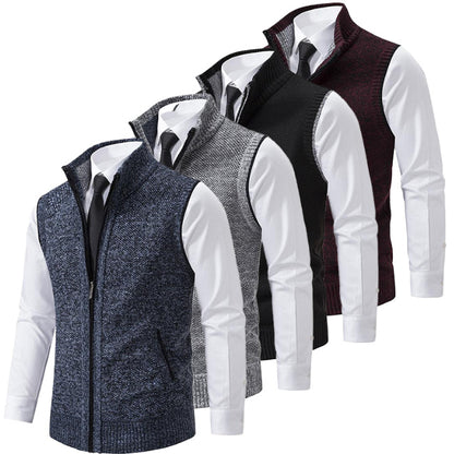 HarborLayer Knit Vest – Classic Stand Collar Warmth - The Dock Drop