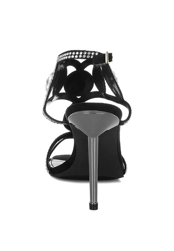 Fialka Diamante & Rhinestones Stiletto Sandals