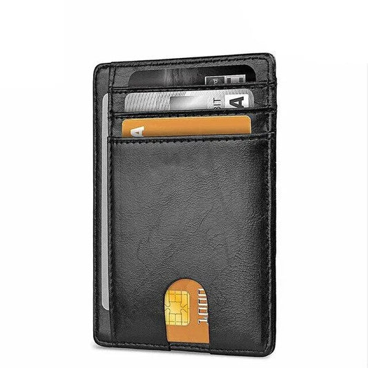 Slim RFID Card Holder Wallet – Front Pocket, ID Window (PU Leather)