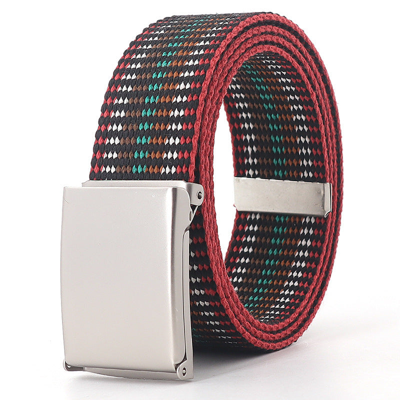 Teen Casual Canvas Belt – Adjustable, Striped Design