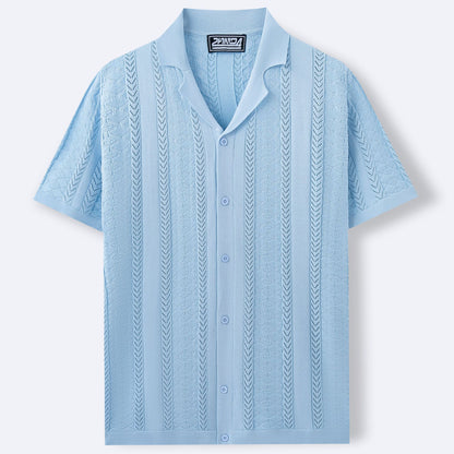 Men’s Short-Sleeve Cuban Collar Button Shirt