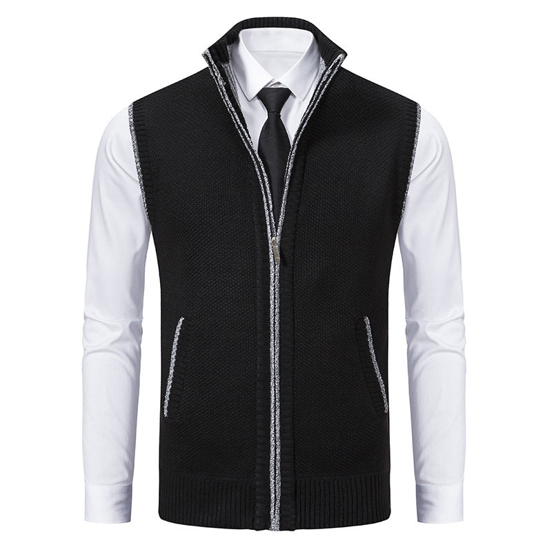HarborLayer Knit Vest – Classic Stand Collar Warmth - The Dock Drop
