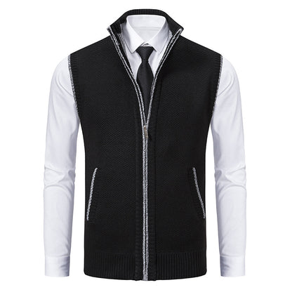 HarborLayer Knit Vest – Classic Stand Collar Warmth - The Dock Drop