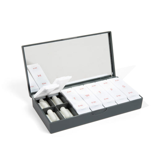 Charcoal Gray AM/PM Pill Box - The Dock Drop