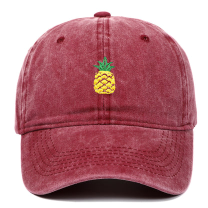 Pineapple Embroidered Dad Cap – Washed Cotton, Adjustable