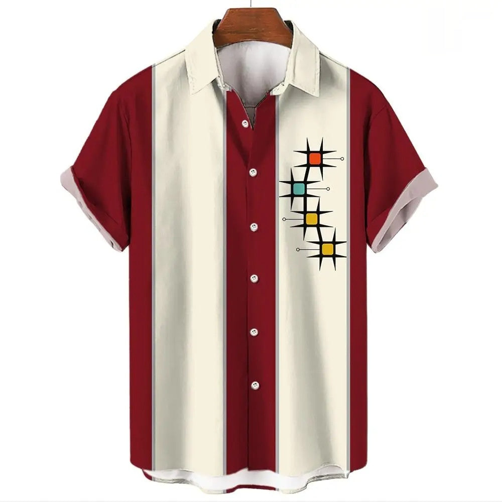 Two-Tone Stripe Resort Button-Up – Short Sleeve (S–2XL) - The Dock Drop