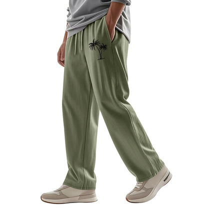 Men’s Casual Linen Blend Beach Pants – Relaxed Fit Trousers