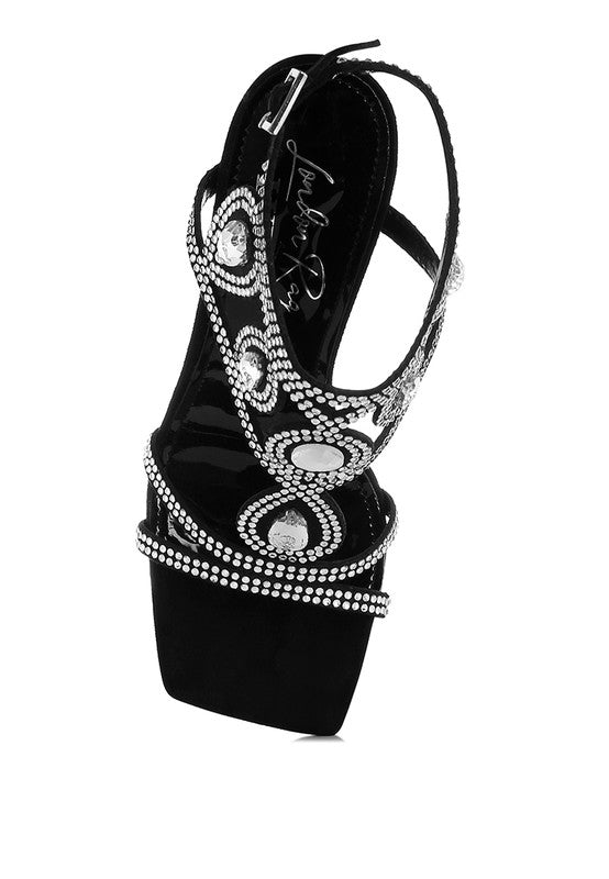Fialka Diamante & Rhinestones Stiletto Sandals