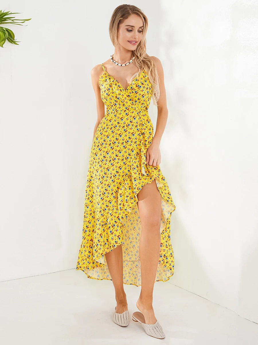 Sexy Floral Print Suspender Skirt Dress