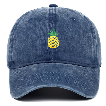 Pineapple Embroidered Dad Cap – Washed Cotton, Adjustable