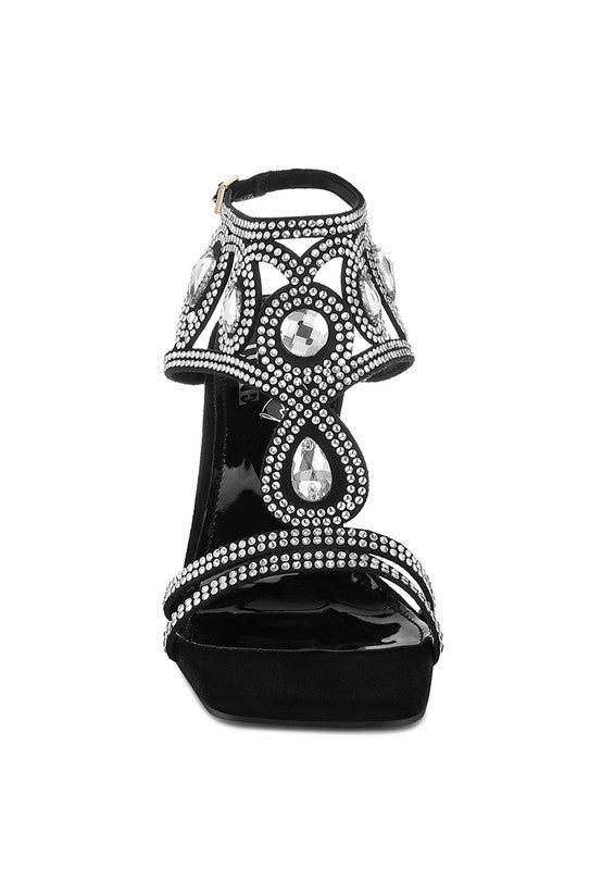 Fialka Diamante & Rhinestones Stiletto Sandals