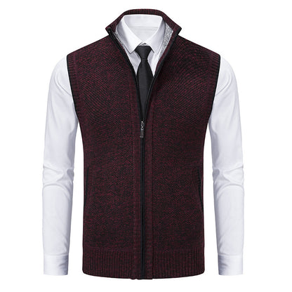 HarborLayer Knit Vest – Classic Stand Collar Warmth - The Dock Drop