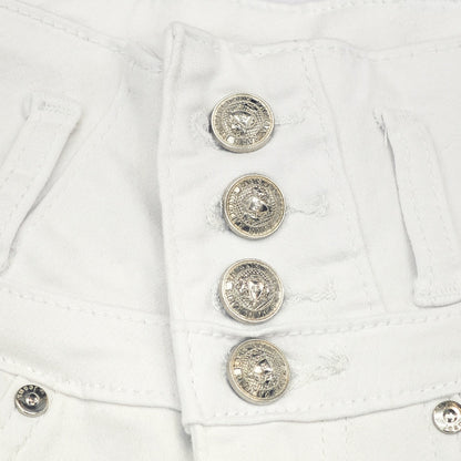 Seabreeze High-Rise Shorts – Button-Front White Denim - The Dock Drop