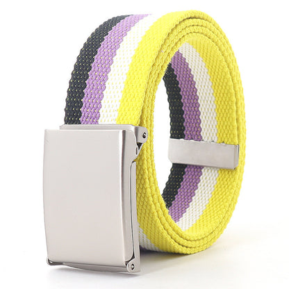Teen Casual Canvas Belt – Adjustable, Striped Design