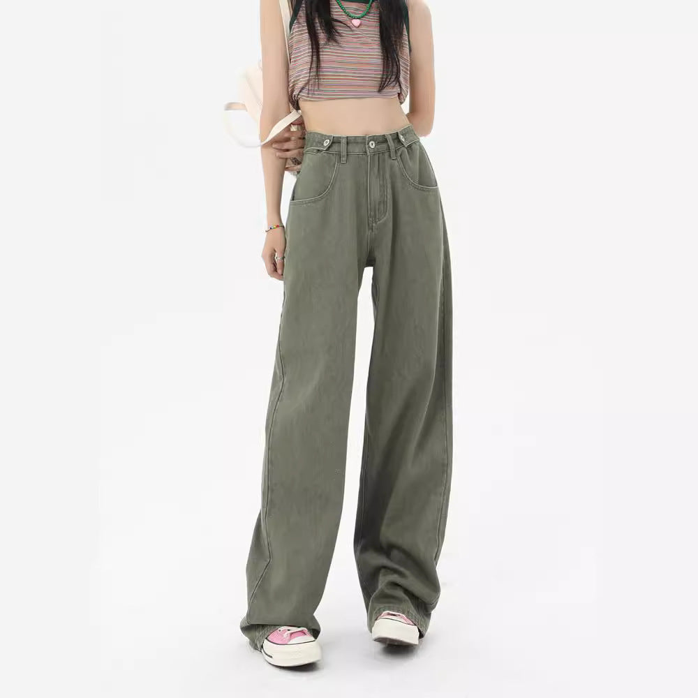 Marina Muse High-Waist Wide-Leg Jeans – Relaxed Slouch Fit (Green)