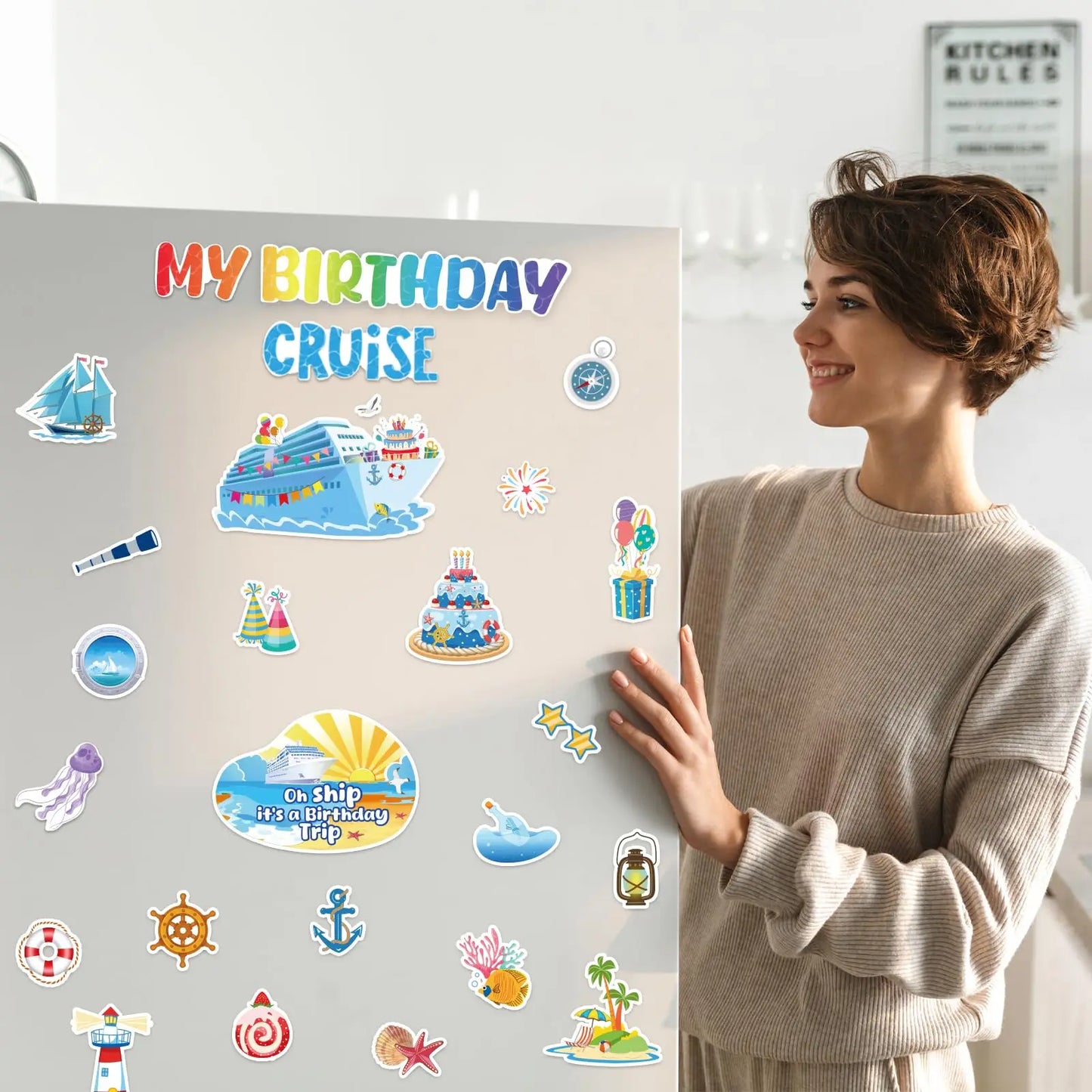 27 Pcs Large Nautical Cruise Ship Magnets