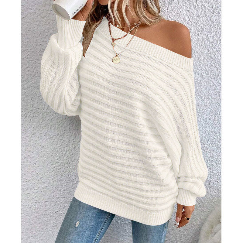 Harbor Breeze Sweater – Off-Shoulder Knit Pullover - The Dock Drop