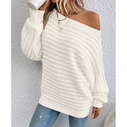 Harbor Breeze Sweater – Off-Shoulder Knit Pullover - The Dock Drop