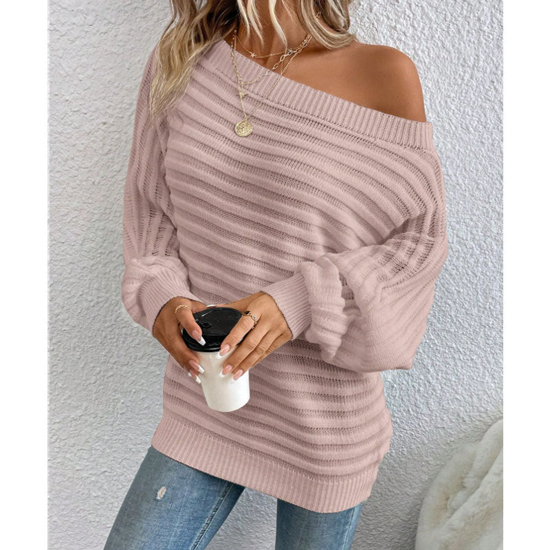 Harbor Breeze Sweater – Off-Shoulder Knit Pullover - The Dock Drop