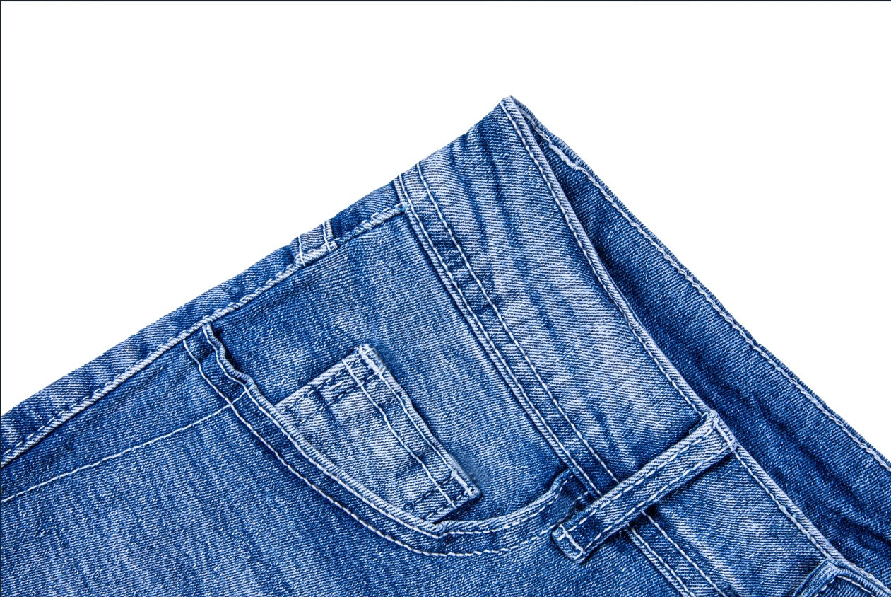 omen’s & Teens Distressed Denim Shorts — Mid-Rise, Button Fly, Frayed Hem - The Dock Drop